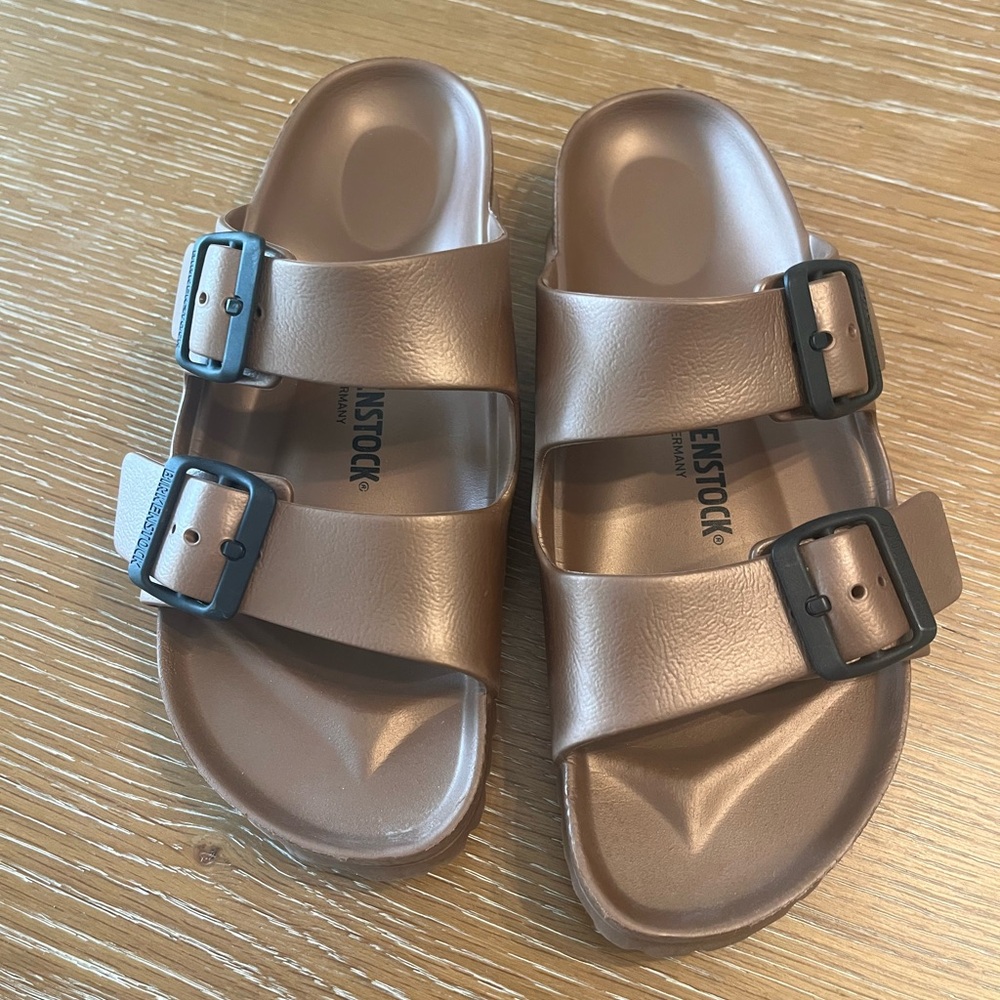 Birkenstock Bronze Slide Sandals